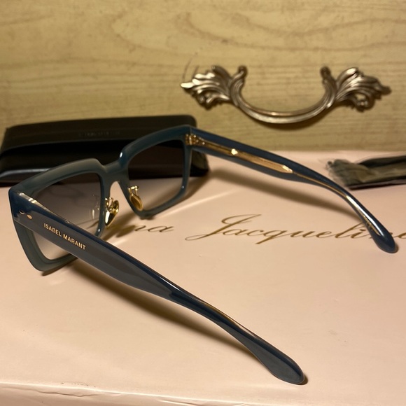 NWT Isabel Marant Sophy Rectangle Square frame acetate Designer Sunglasses GREEN - Picture 17 of 17